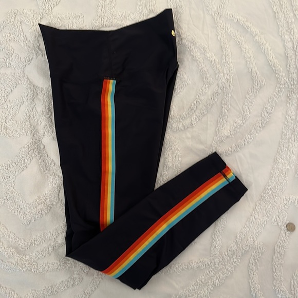 Spiritual Gangster Rainbow Striped Black Leggings, Size small ๐ - Picture 4 of 6